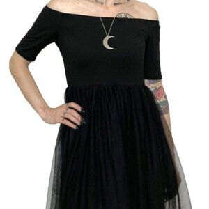 Foxblood party dress goth mesh overskirt